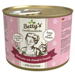 Betty's Landhausküche Rind Pur Mit Leinöl 6 X 200g Für Katze