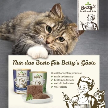 Betty's Landhausküche Mit Truthahn & Borretschöl 6 X 400g Für Katze 3 Betty's Landhausküche Mit Truthahn & Borretschöl 6 X 400g Für Katze – Bild 3