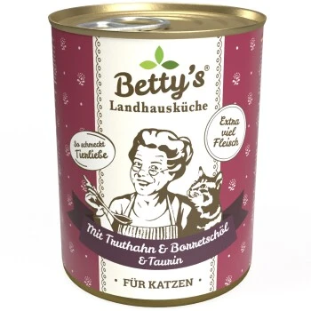 Betty's Landhausküche Mit Truthahn & Borretschöl 6 X 400g Für Katze 1 Betty's Landhausküche Mit Truthahn & Borretschöl 6 X 400g Für Katze